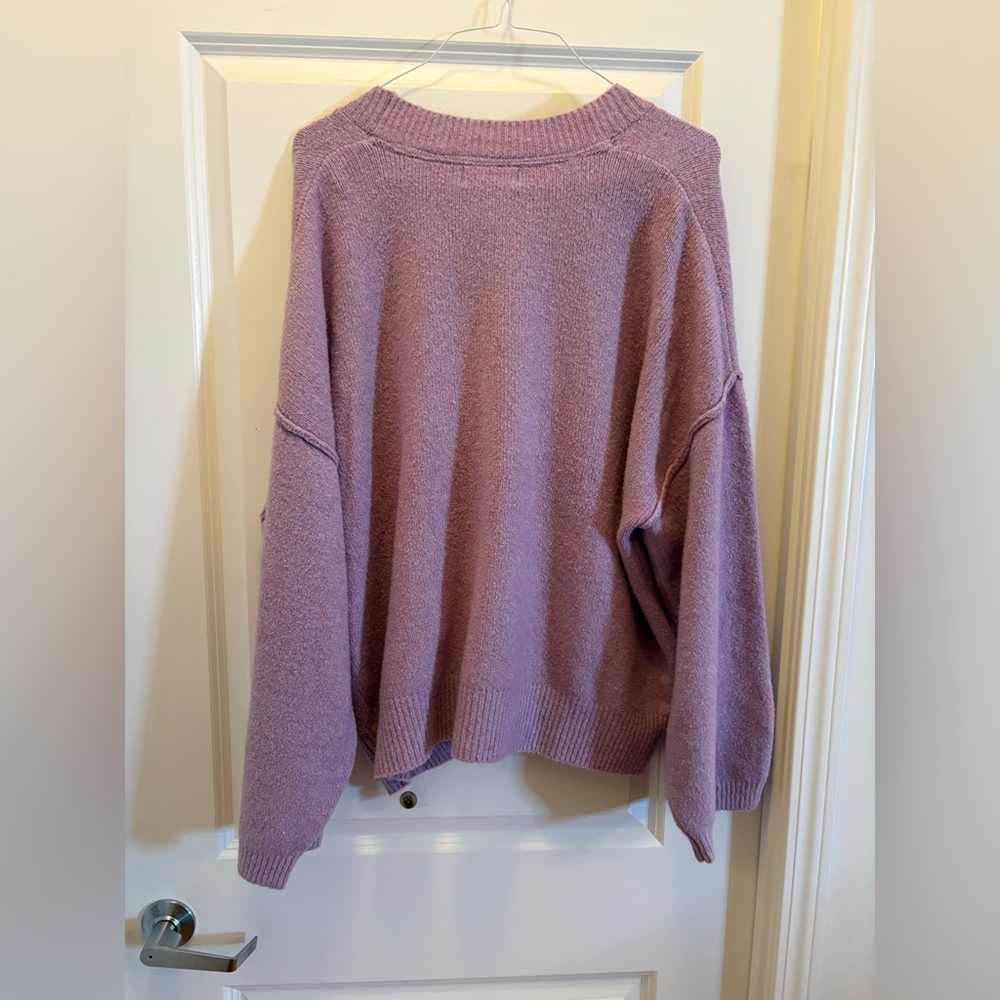 Free People Cool of the Night Cardigan Lilac Spell Melange Oversized XL - Picture 8 of 13